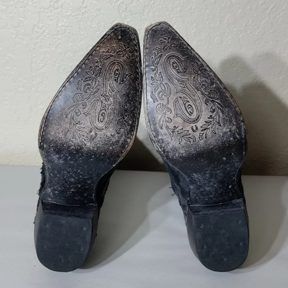 Sonora Black Distressed Studded Western Cowboy Boots SN1045 Womens 9 B